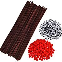 750 Kit Tallos Chenilla Limpiapipas- Incluye 150 Piezas Tallos Chenilla Limpiapipas Marrones- 200 Piezas Rojos Pompones…
